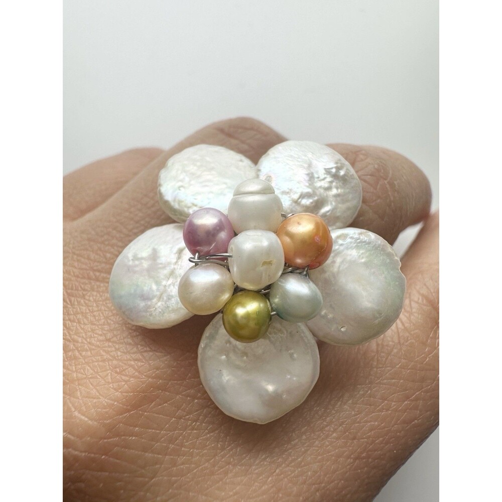 Vintage Cocktail Ring Baroque Pearl Estate Jewelry Size 7